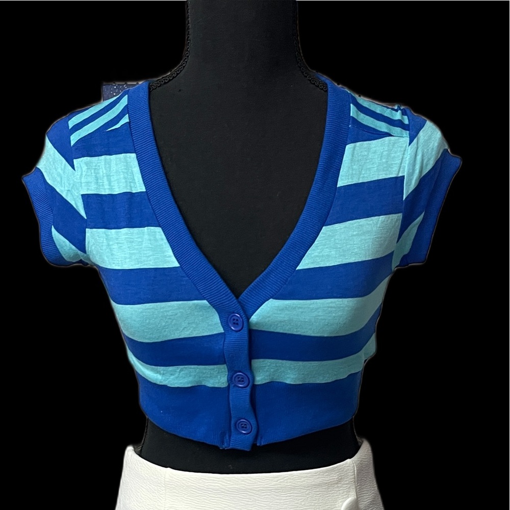 CESTTOI USA BLUE TOP BLOUSE STRIPE NWOT